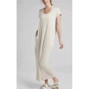 Athleta Martinique Maxi Dress Womens Size Medium Light Beige‎ Relaxed Fit